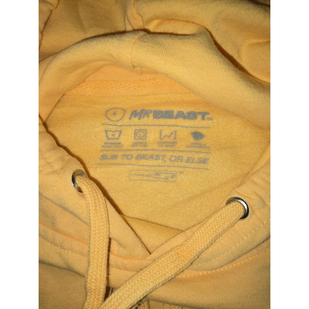 Mr Beast Yellow Graphic Hoodie Mens Large Long Sleeve Pullover Sweatshirt Logo - Picture 4 of 9
